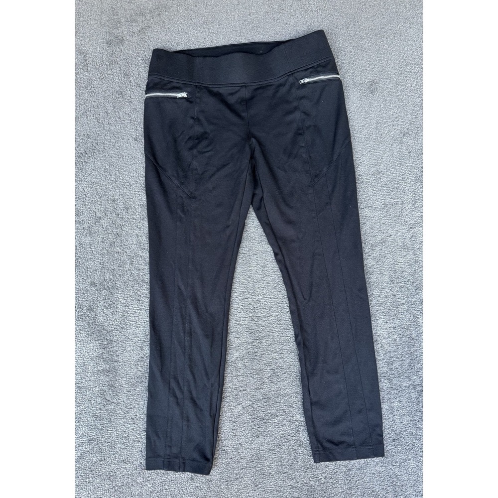 INC International Concepts Black Ponte Pull On Zipper Detail Pants Size 10